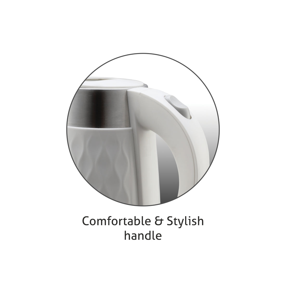 Electric Kettle 1.8 Litre Plastic Clad Stainless Steel, 360B0 Rotation Base, Auto Shutoff, 1500 W - White (9005)