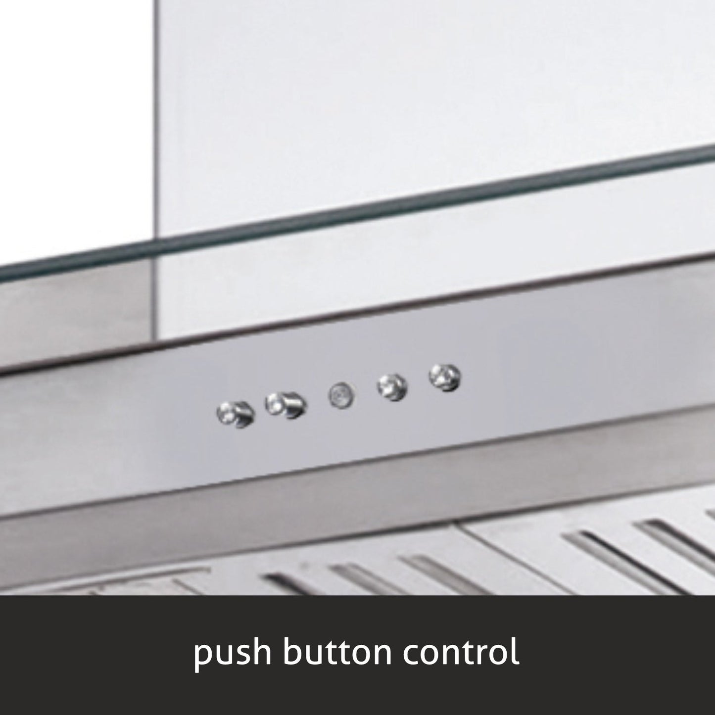 Island Kitchen Chimney Glass Push Button Italian Motor, Baffle filters 60cm 1250 m3/h -Silver (1022 IS)