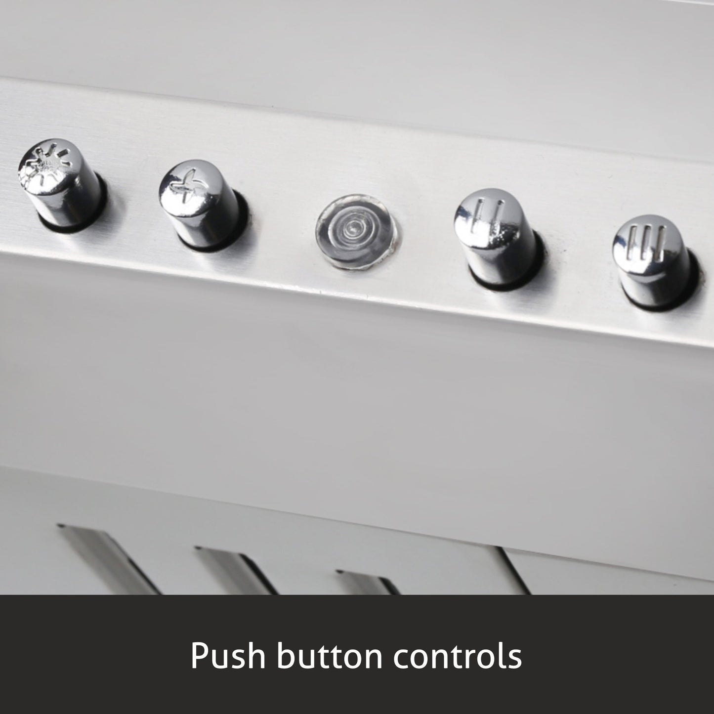 Island Kitchen Chimney Push Buttons Italian Motor Baffle filters 90cm 1250 m3/h -Silver (6052 IS)