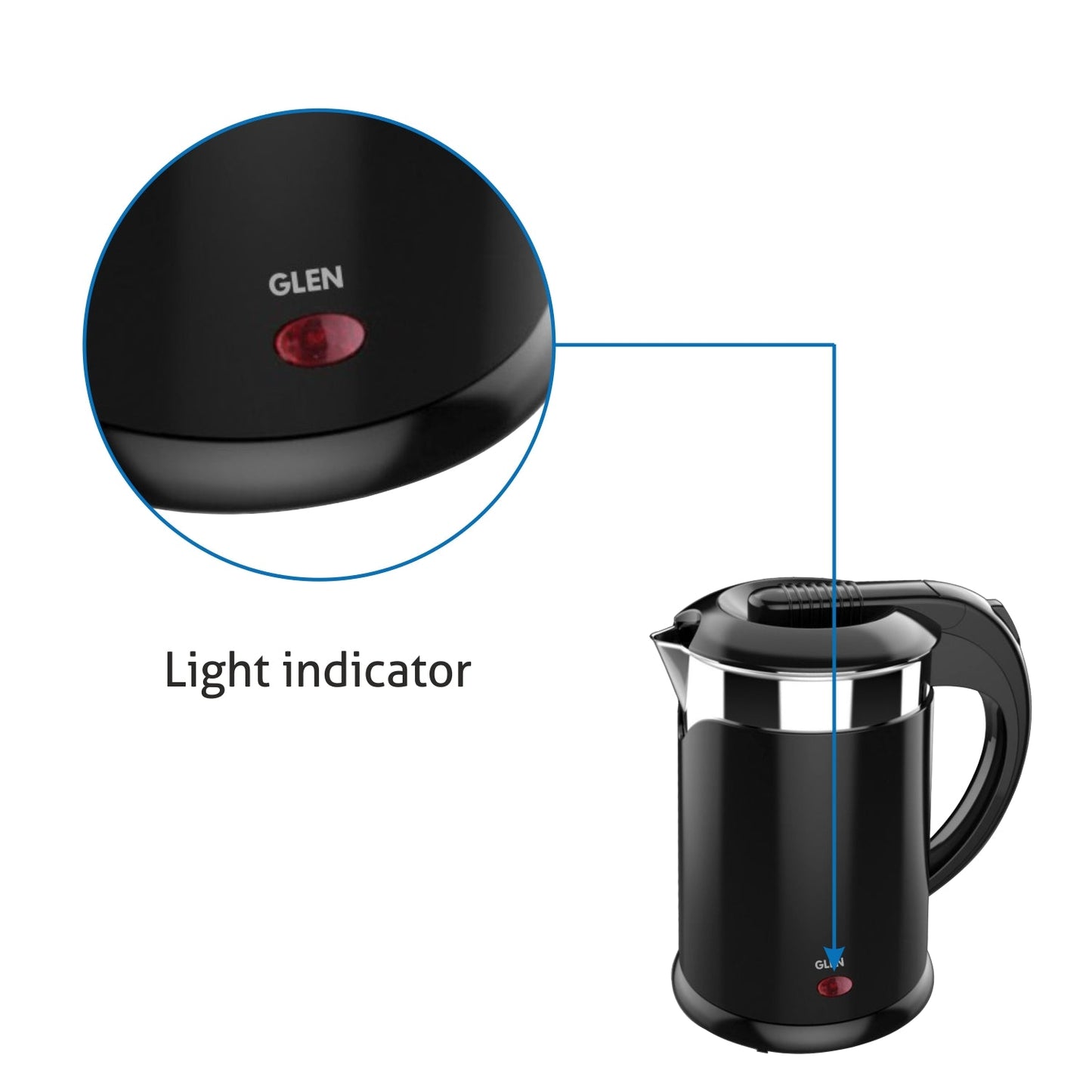 Electric Kettle Plastic Clad Stainless Steel with 360B0 Rotational Base 1.2 Litre 1350 W - Black (9015 DX)