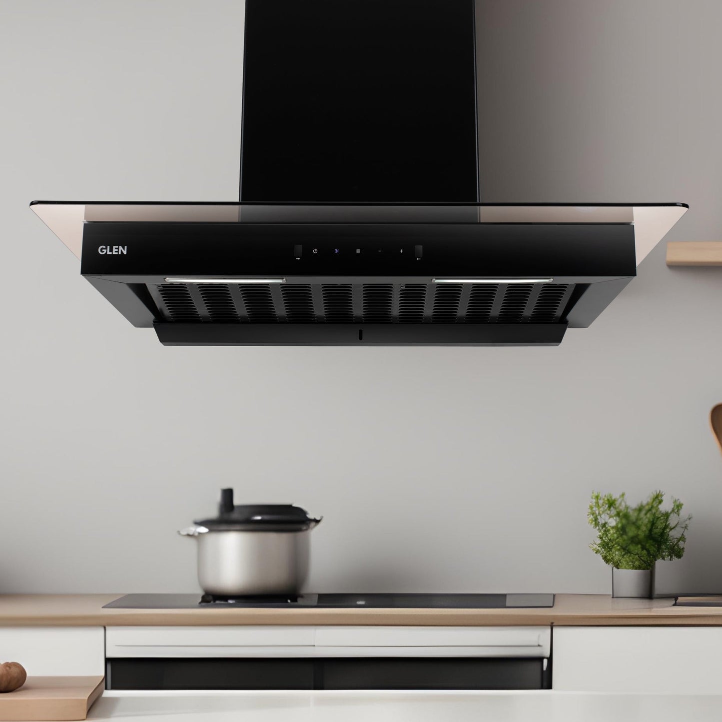 Auto Clean Glass Filter less Kitchen Chimney with Motion Sensor 1200 m3/h (6062 BL Auto Clean 60/90cm)