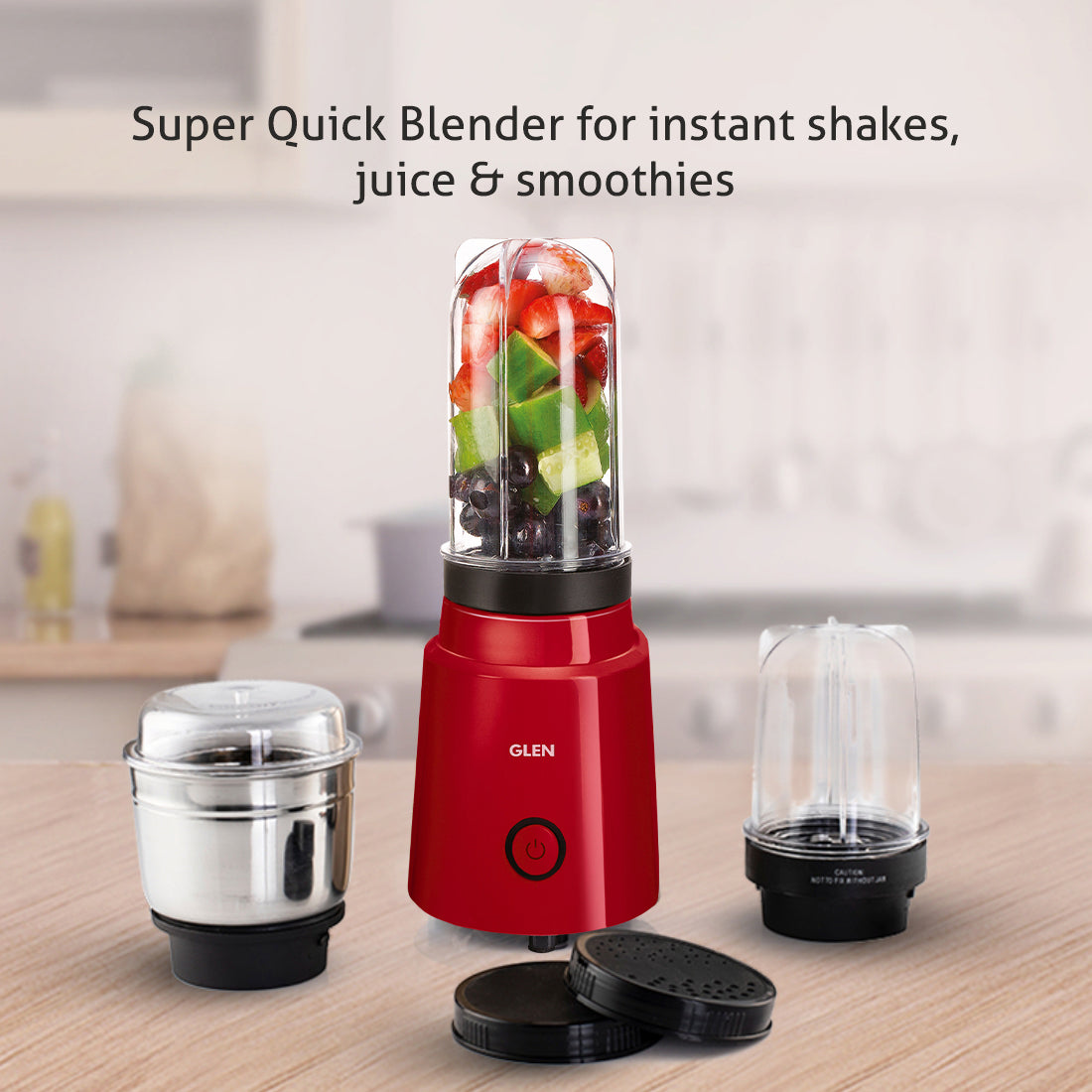 Active-Blender Grinder, 350W, 20000 RPM Mixer, Grinder, Blender, 1 SS Grinder Jar, 2 Jars - RED (4048 BG RED)