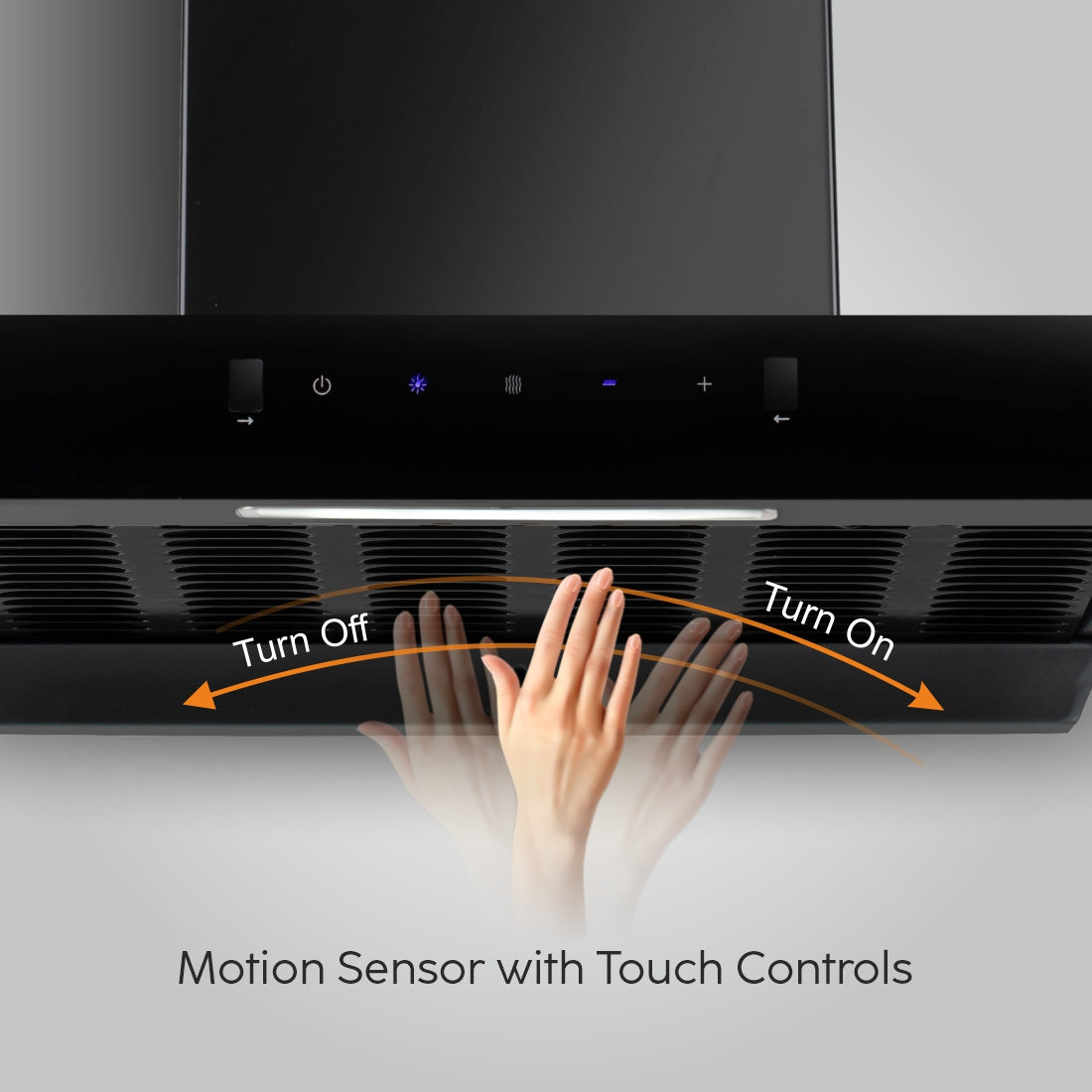 Auto Clean Slim Filter less Kitchen Chimney with Motion Sensor 60/90cm, 1200 m3/h (6052 SLIM BL AC)