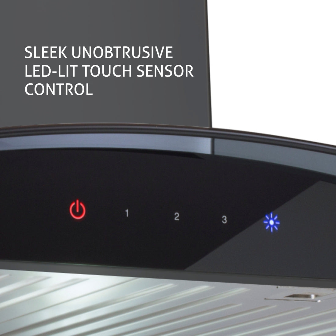 Kitchen Chimney Curved Glass with Touch Sensor Baffle filter 60cm 1250 m3/h - Black (6071 TS BL)