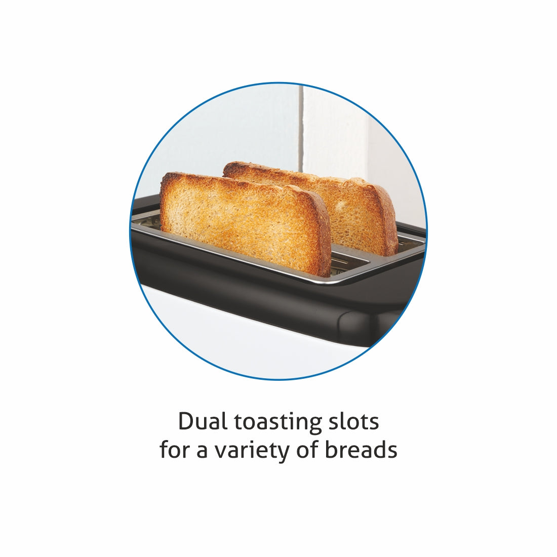 Electric Auto Pop-up Toaster, 2 Slice 800W, 7 Level Browning Control, Removable Crumb Tray - White (3012)