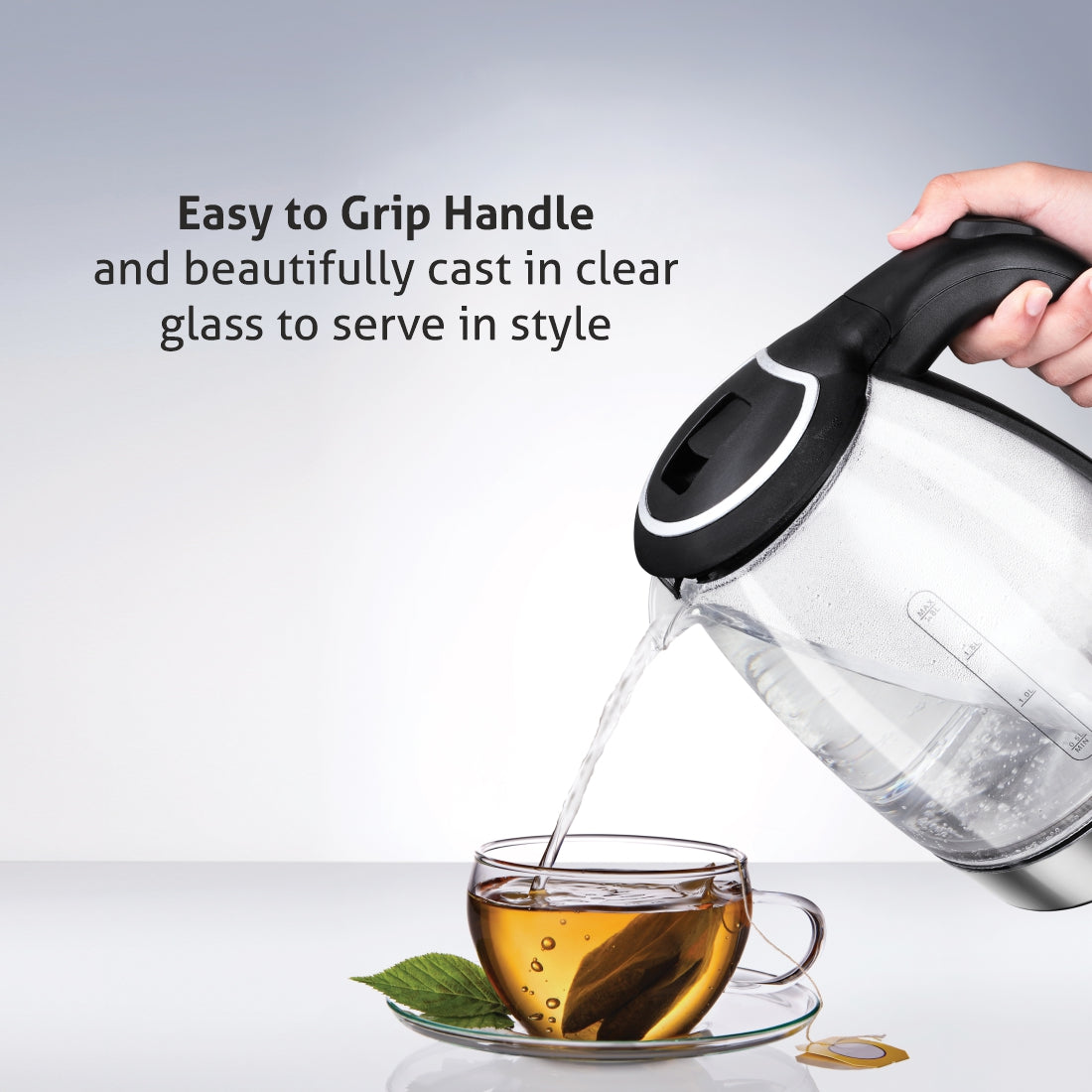 Electric Glass Kettle 1.8 Litre with 360B0 Rotational Base, Auto Shut-off, 2000 W - White (9012)