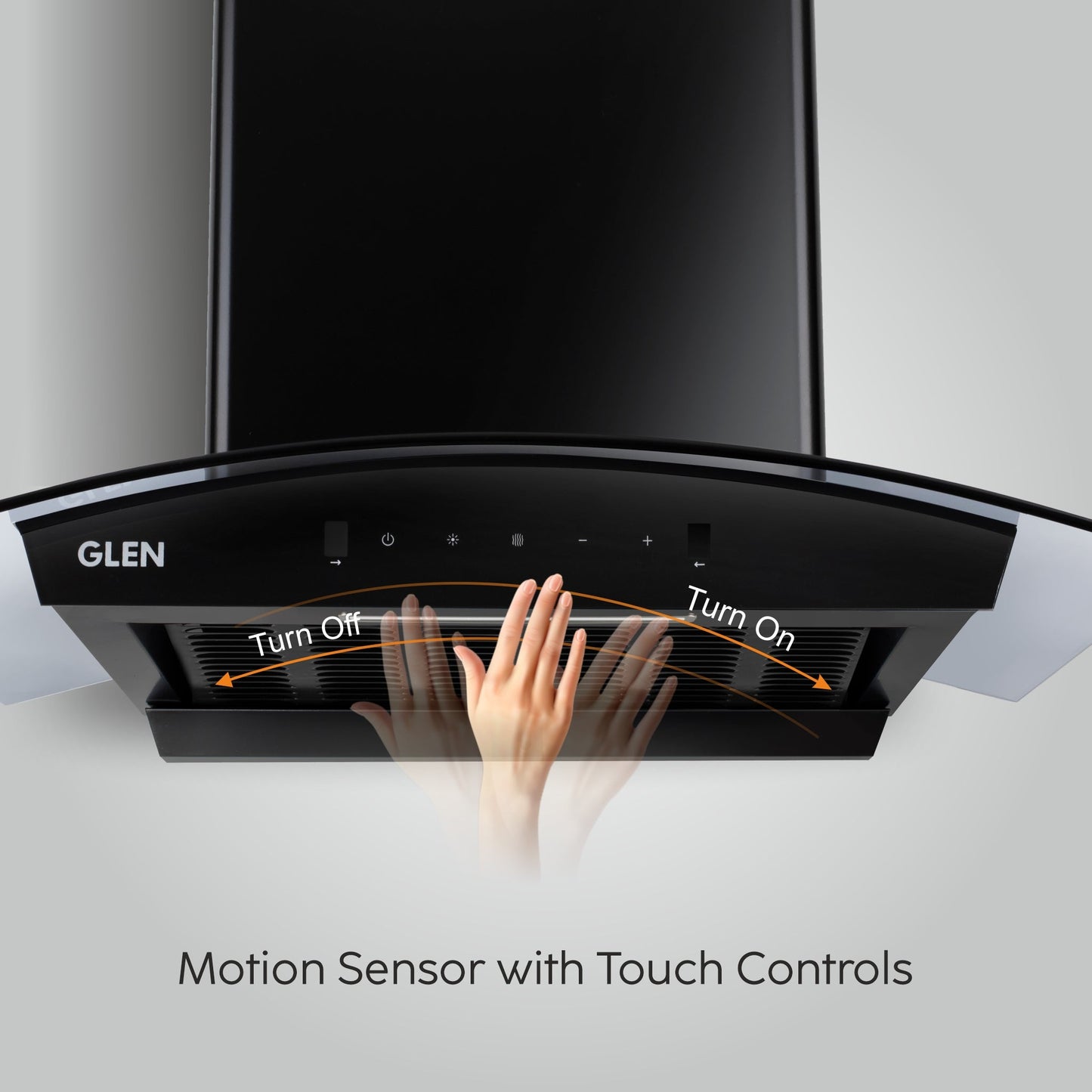 Auto Clean Curved Glass Filter less Kitchen Chimney with Motion Sensor 60/76/90cm, 1200 m3/h (6058 BL Auto Clean)