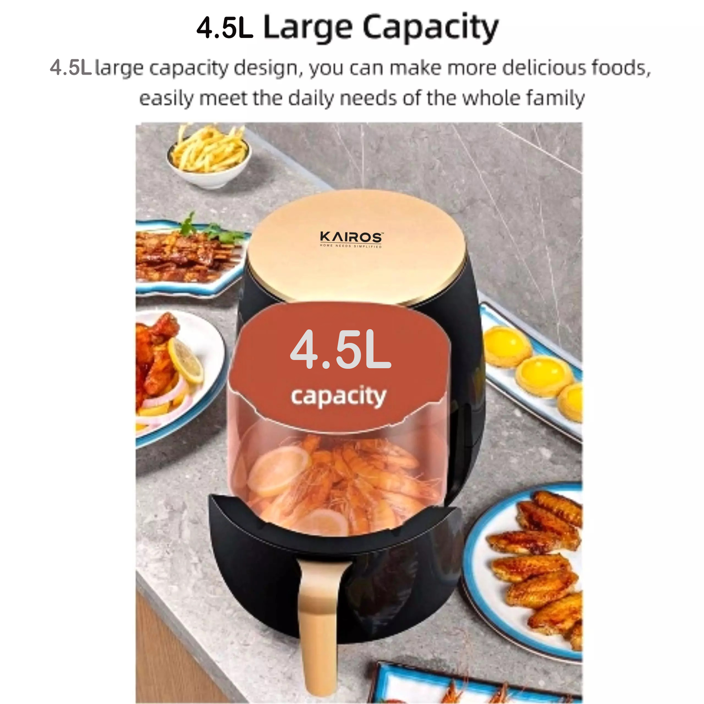 KAIROS Airfryer 4.5lt with digital touch display