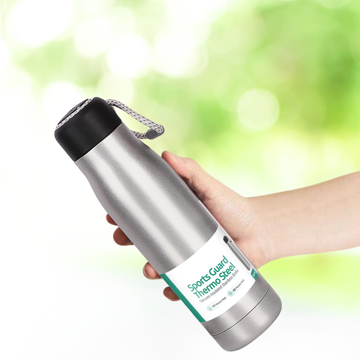 KAIROS Sports Guard Thermo Steel Water Bottle – Hot & Cold Insulated Stainless Steel Flask, BPA-Free.