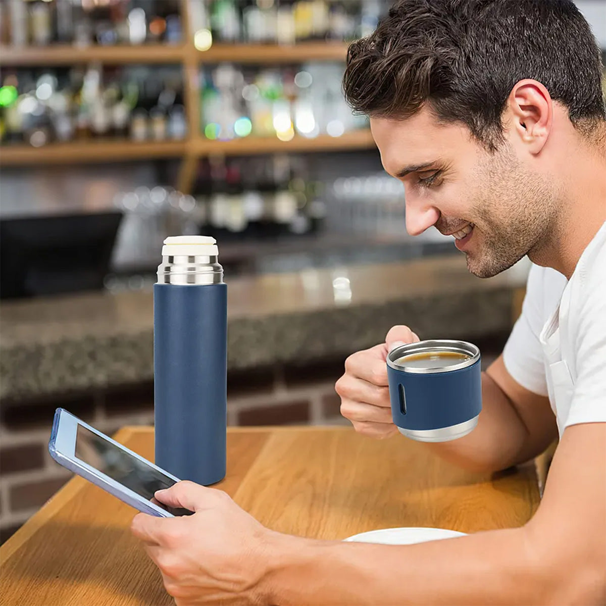 KAIROS Premium Vacuum Flask with Cups Set (500 ml) | Insulated Hot & Cold Water Bottle | Travel & Home Use