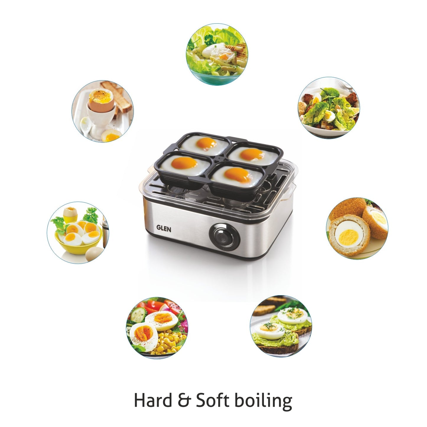 Egg Boiler Boils 8 Eggs, 4 Poaching Cups, Auto shut Off, 500W (3036EB8)