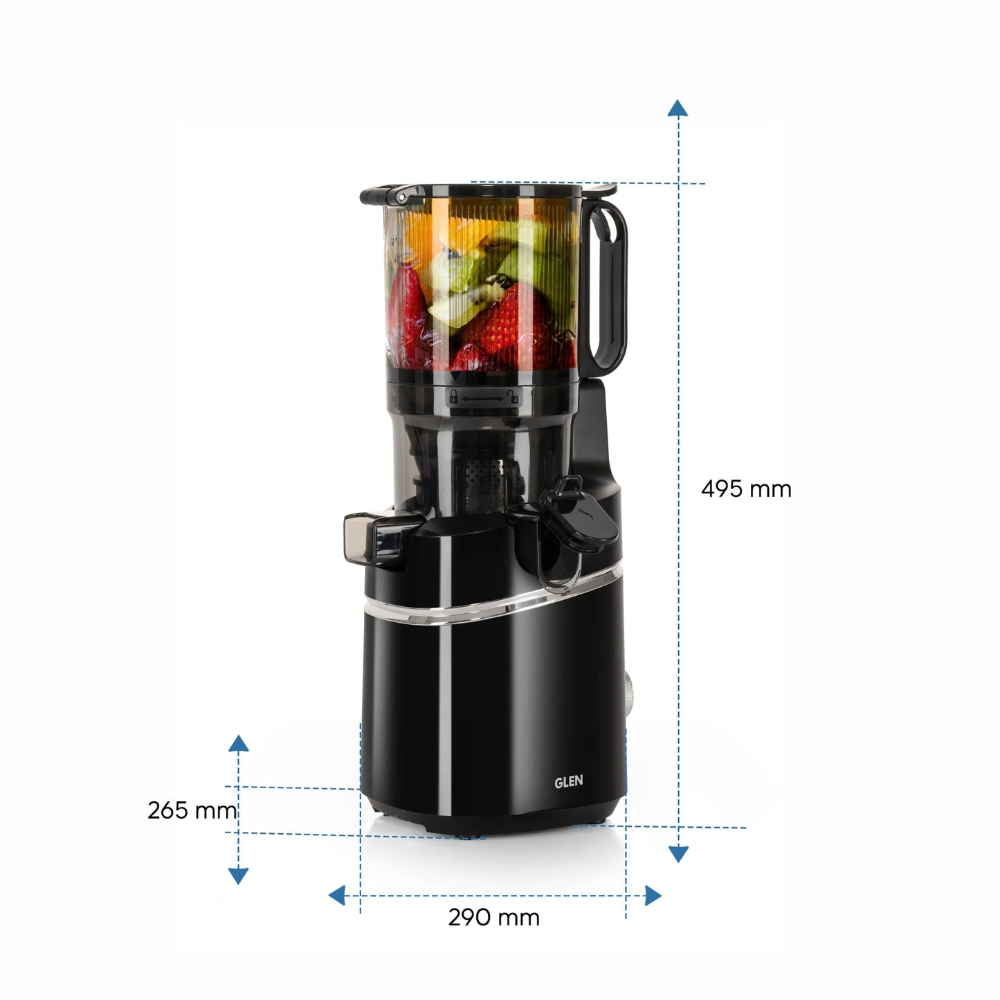 GLEN Hopper Slow Juicer 130mm Large Feed, Juice and Pulp containers, Low Noise 250W (SA-4016HSJ)