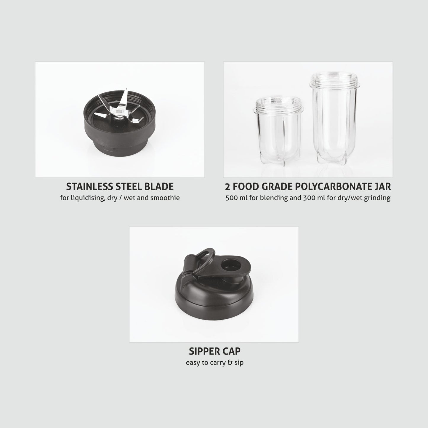 GLEN Active-Blender, 350W Grinder Blender, 2 Unbreakable Food Grade Jars with Sipper Cap (SA4048NSIP)