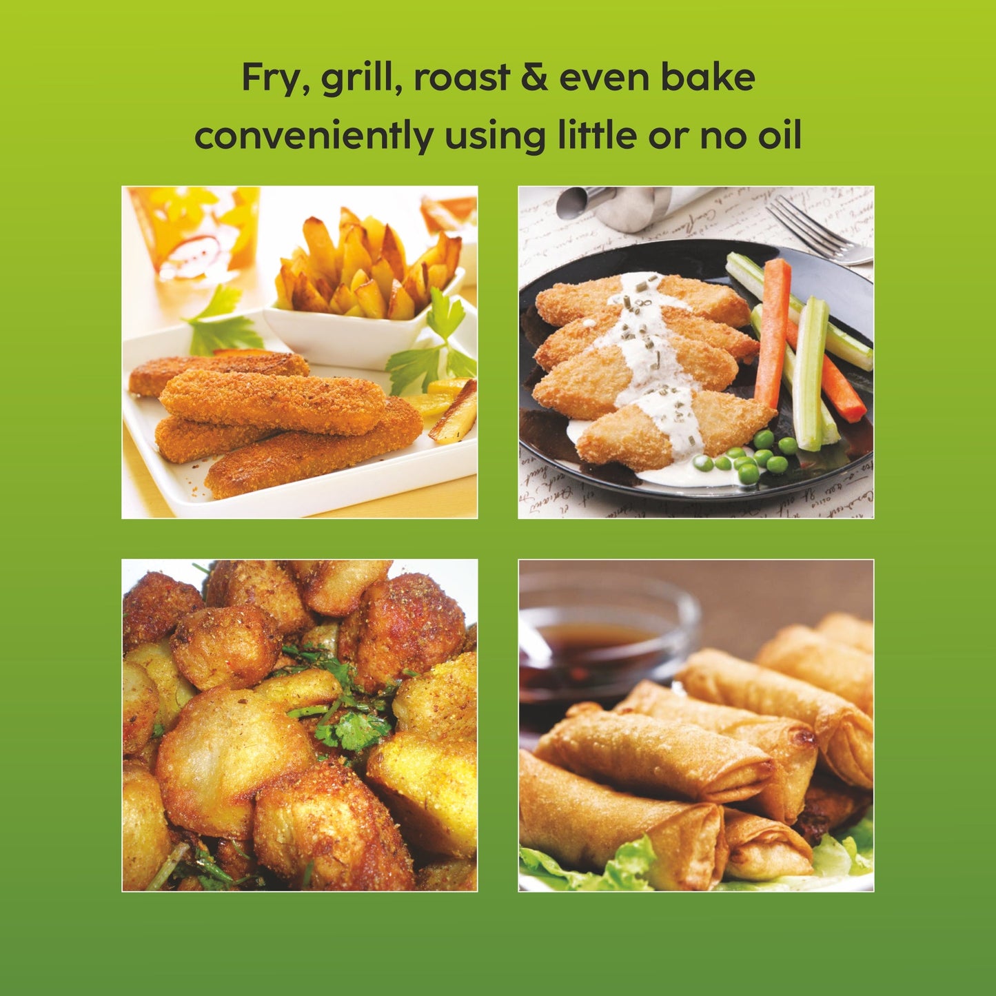 Electric Mini Air Fryer 2 Litres, 800W, Preset Temperature Control - White (SA3046)
