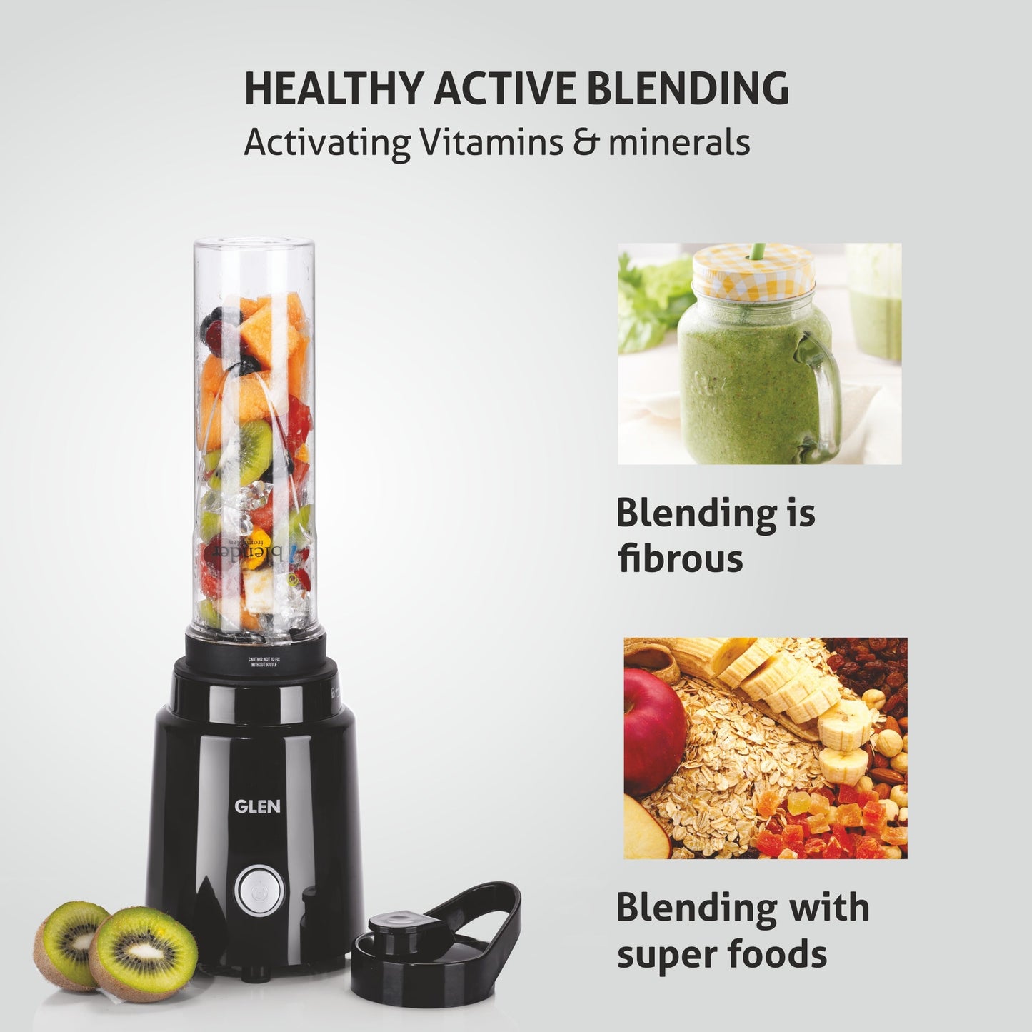 GLEN Active-Blender, 350W Grinder Blender, 2 Unbreakable Food Grade Jars and Personal Bottle (SA4048NPLUS)