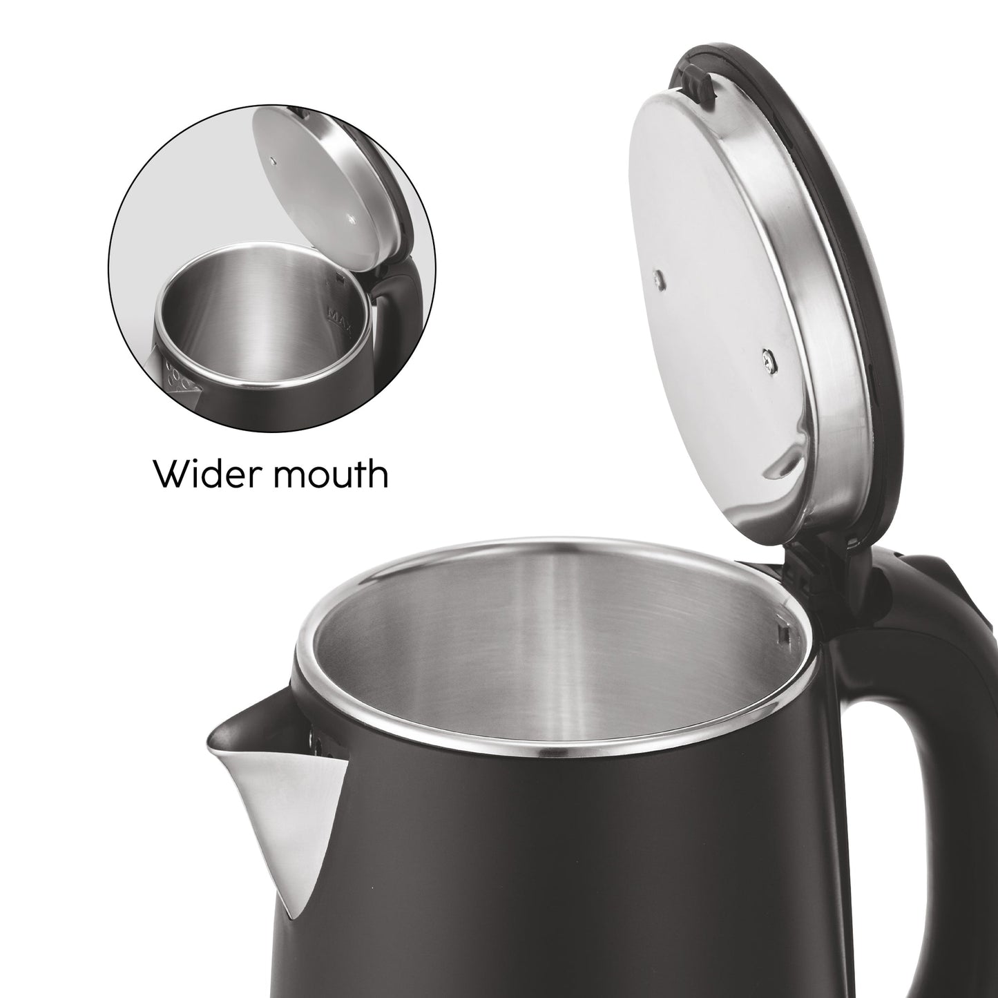 GLEN Electric Kettle 1.8 Litre Plastic Clad Stainless Steel | 360° Rotation Base, Auto Shutoff, 1500 W (SA-9007BLACK)