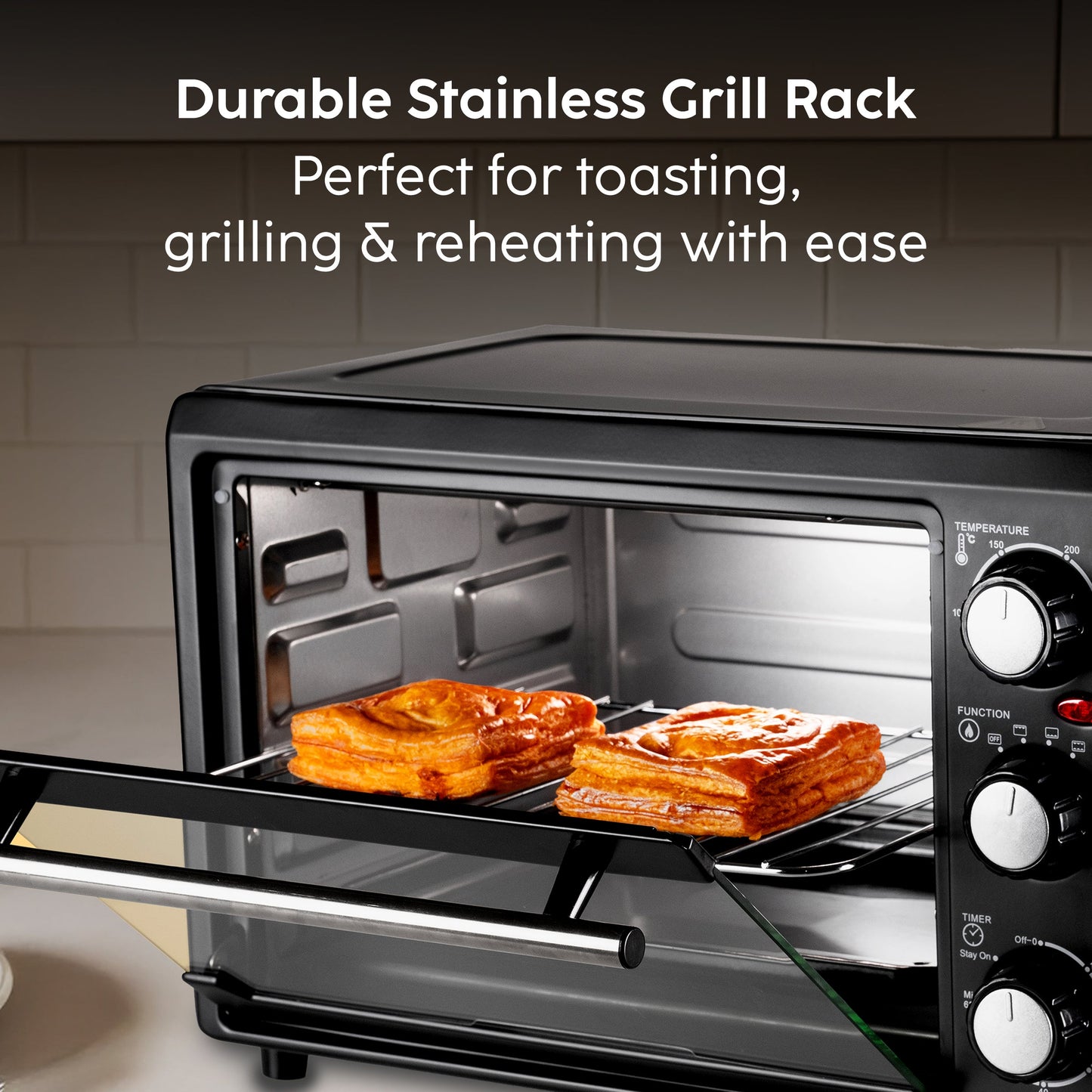 GLEN Oven Toaster Griller (OTG) - 18 Litres | Upper & Lower Heating 60 minute timer 1200W - Black (SA5018)