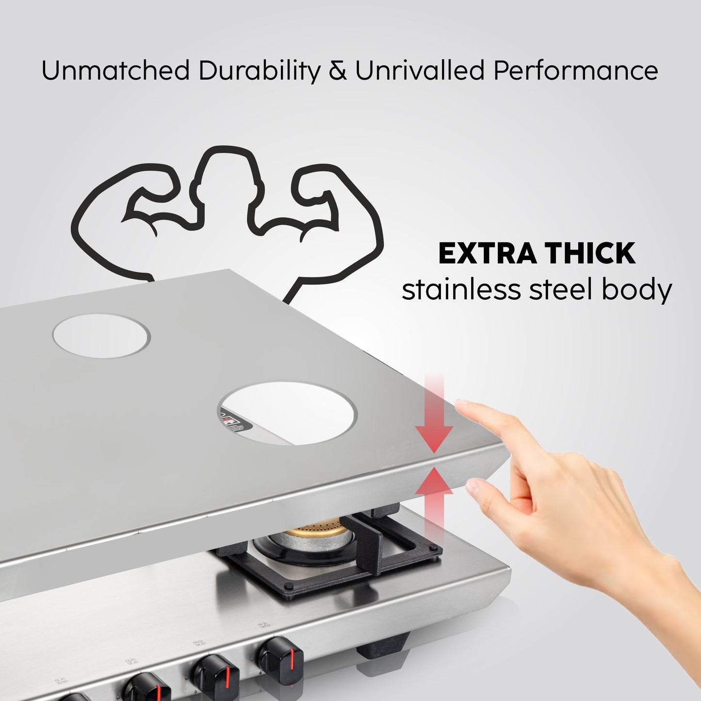 3 Burner Ultra Tuff Stainless Steel Gas Stove with Forged Brass Burner - Manual/Auto Ignition (1053 UT SS 73)