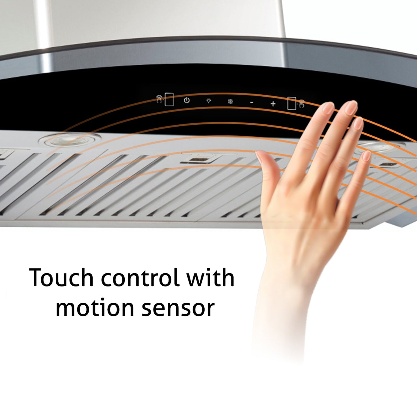 Kitchen Chimney Curved Glass with Motion Sensor Baffle filter 90cm 1250 m3/h -Silver (6071 MS)