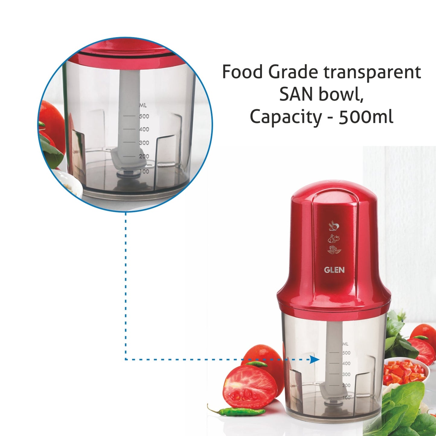 Electric Vegetable Chopper, Whisking Disc Chops Nuts 0.5 Litres Large Bowl, 200W (4040)