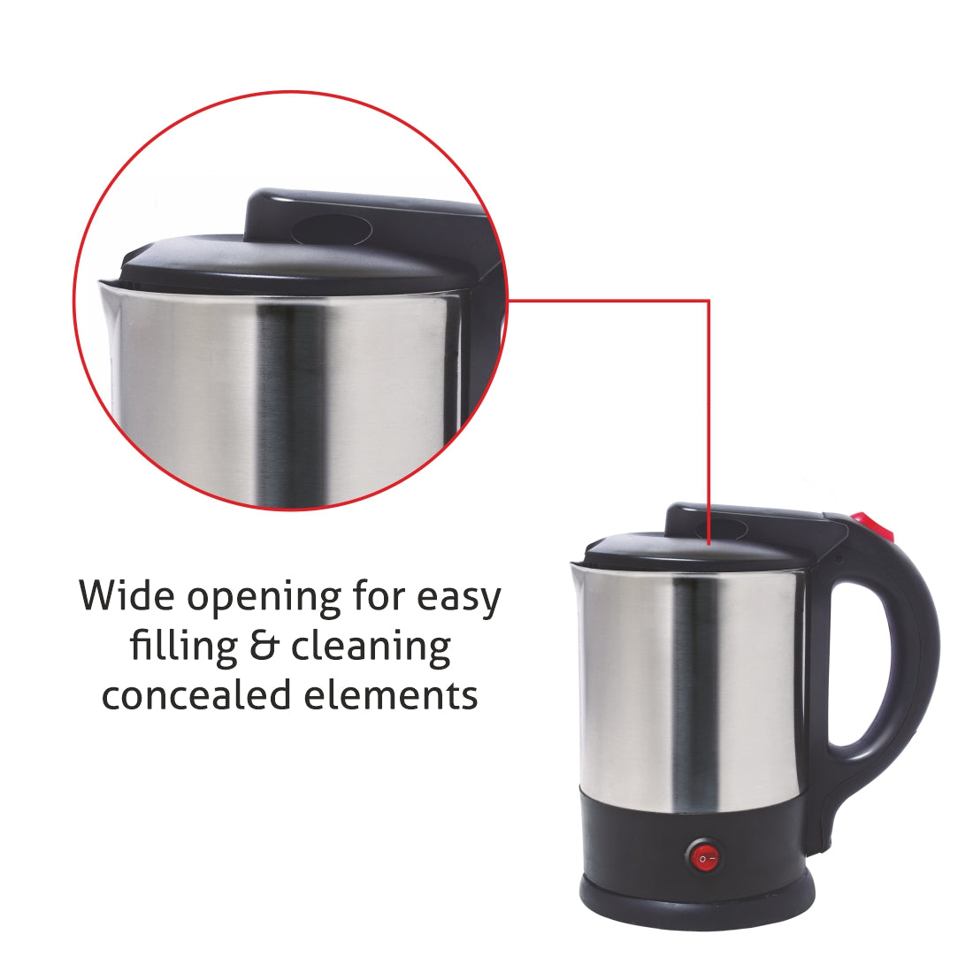 Multi Function Electric Kettle Tea Maker, 1.5 Litre with 360B0 Rotational Base 1500W - Silver and Black (9014)