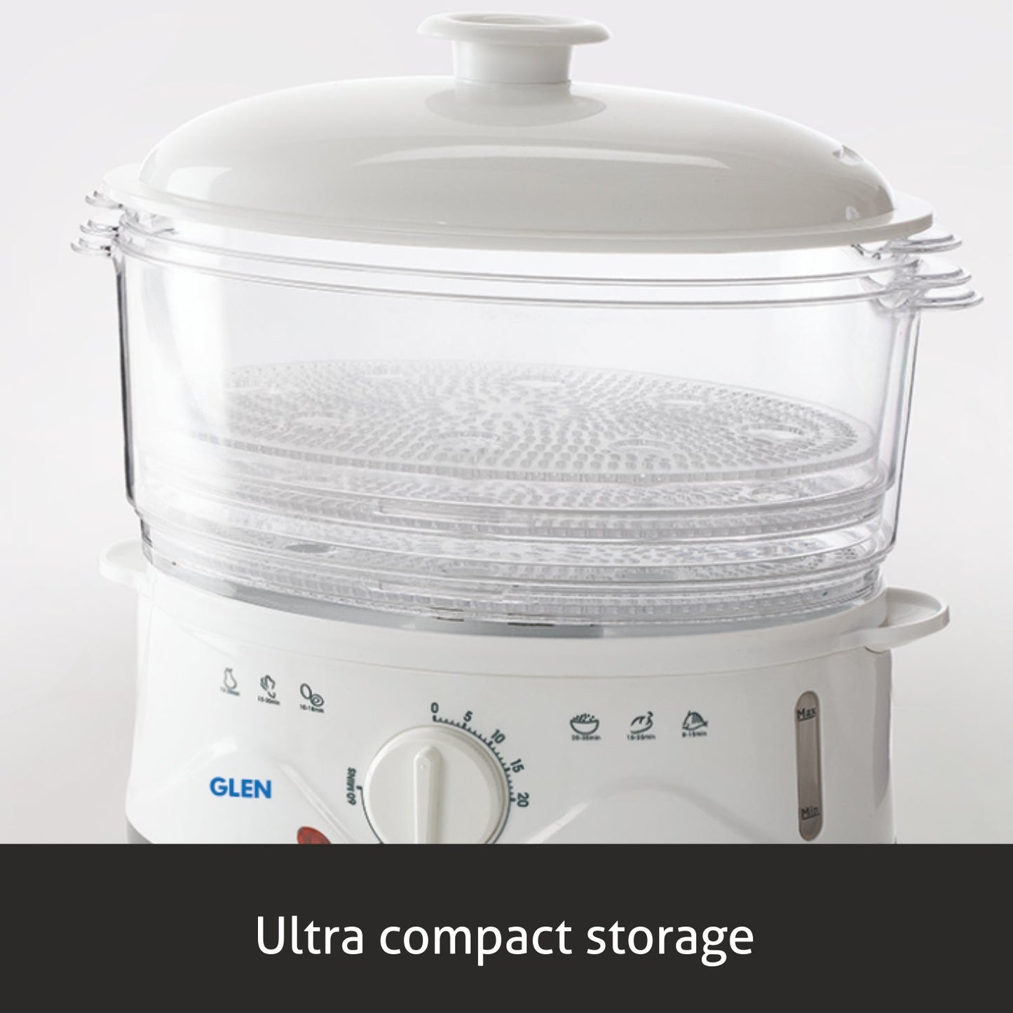 Elecrtric Food Steamer 900w with 60 minute Timer, 3 Food Grade Containers - white (3052)