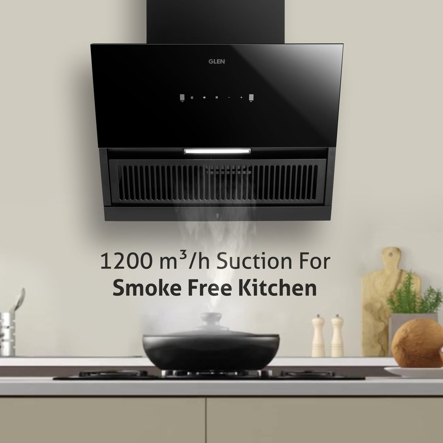 Auto Clean Glass Filterless Chimney with Motion Sensor 1200 m3/h 60/90cm (CH6064AC)