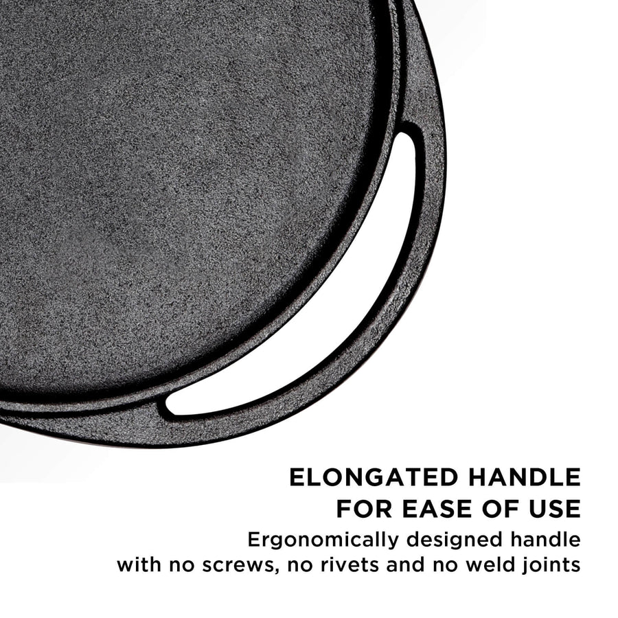 Meyer Pre-Seasoned Cast Iron Two Side Handle Flat Tawa Pan (30cm)