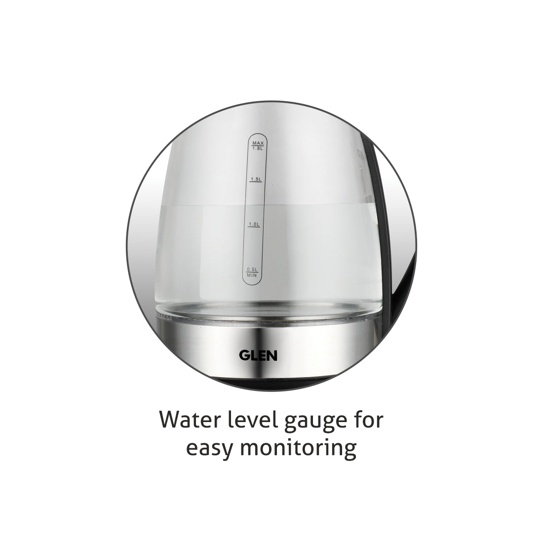 Electric Glass Kettle 1.8 Litre with 360B0 Rotational Base, Auto Shut-off, 2000 W - White (9012)