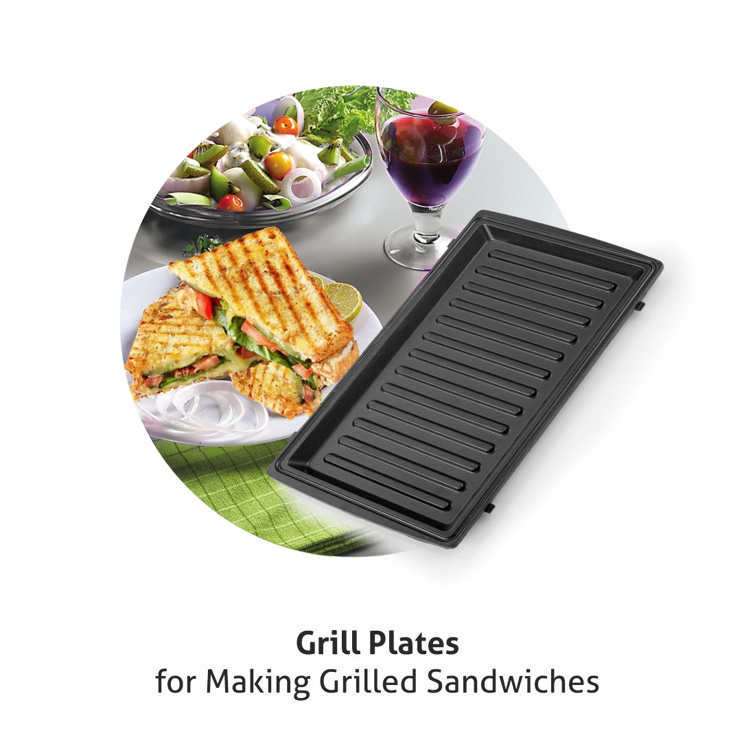 Electric Multi Snack Maker with 3 sets of Sandwich, Grill & Waffle Non-Stick Plates, 750w - Black (3022 MSM)