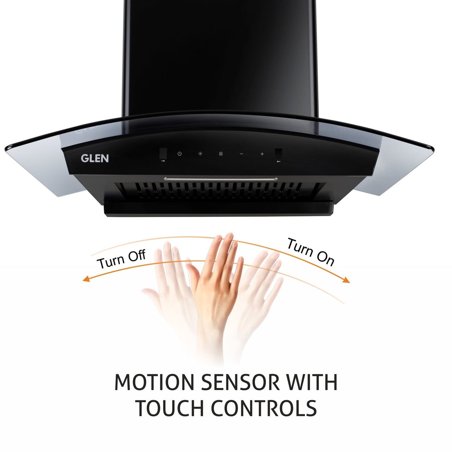 Auto Clean Curved Glass Filter less Kitchen Chimney with Motion Sensor 1200 m3/h (6059 BL Auto Clean 60/90cm)