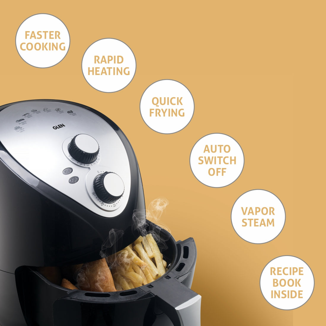 Electric Rapid Air Fryer 2.8 Litres, 1300W, Temperature Control -Black (3041BL)