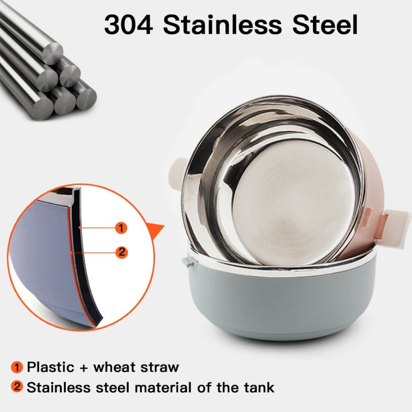 KAIROS Leak-Proof Thermotiffin Duo - 1.4L - Double-Decker Stainless Steel Lunch Box ( 17 x 15 x 13 cm) | Durable, Two-Layer Steel Tiffin for office and school