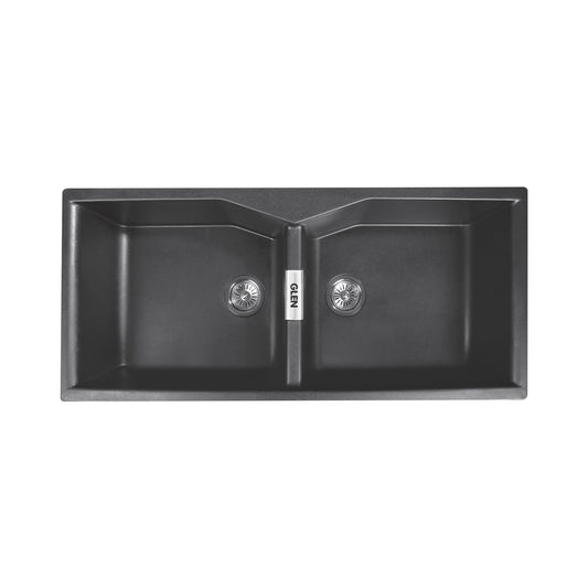 GLEN Quartz Sink for Kitchen, Double Bowl 45x20x9 inches (KS-QZ45209DB)