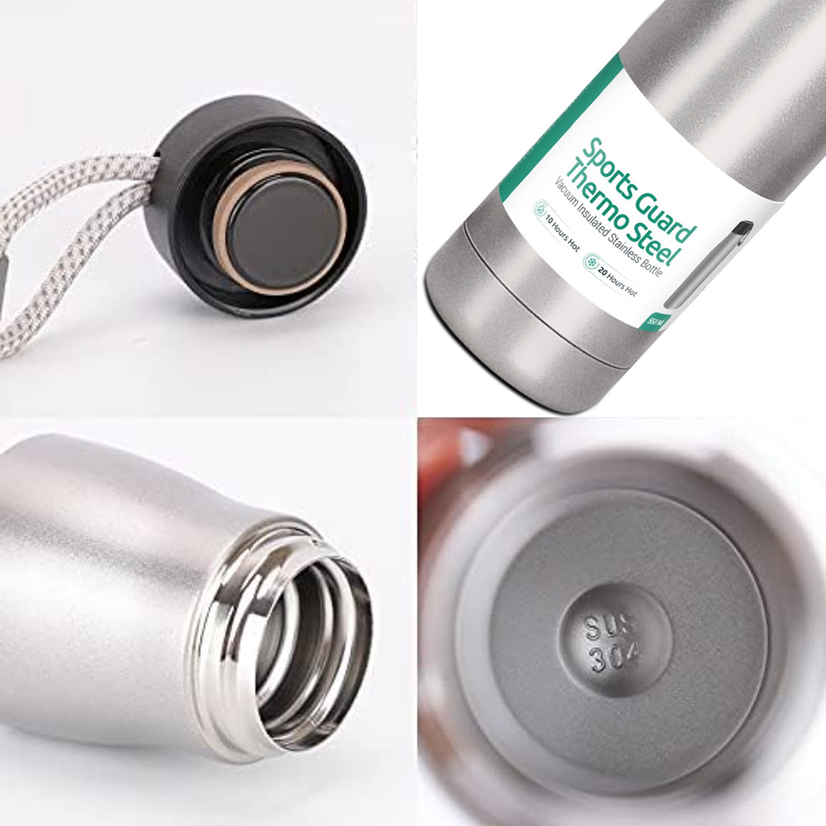 KAIROS Sports Guard Thermo Steel Water Bottle – Hot & Cold Insulated Stainless Steel Flask, BPA-Free.