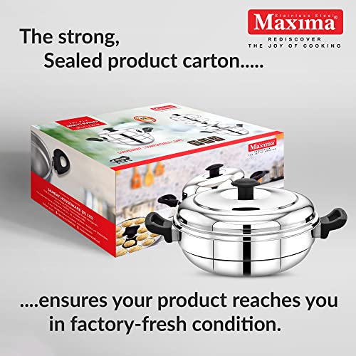 Maxima Triply Stainless Steel Multi Kadai, 28cm (Induction Friendly)