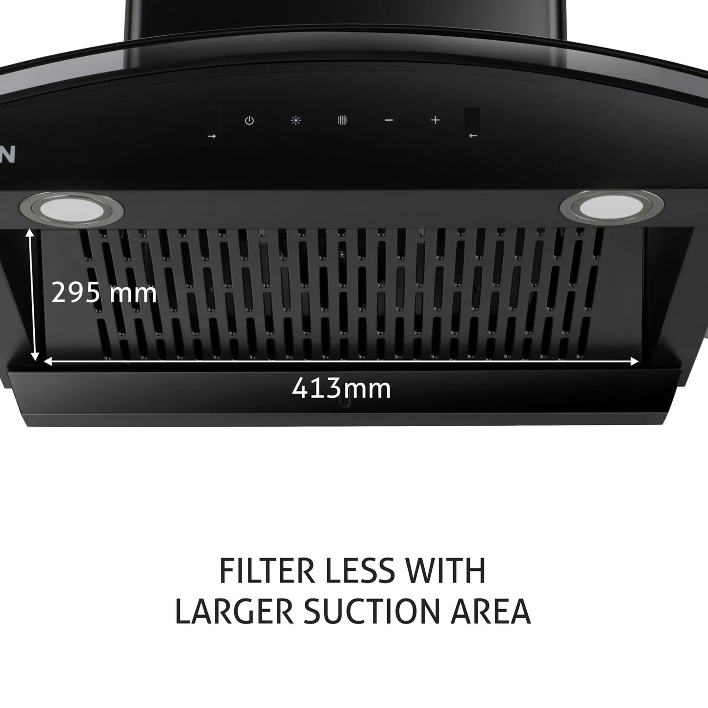Auto Clean Chimney Curved Glass Filter-less with Motion Sensor, 1400 mB3/h - 60/76/90cm (6068 BL MS AC)