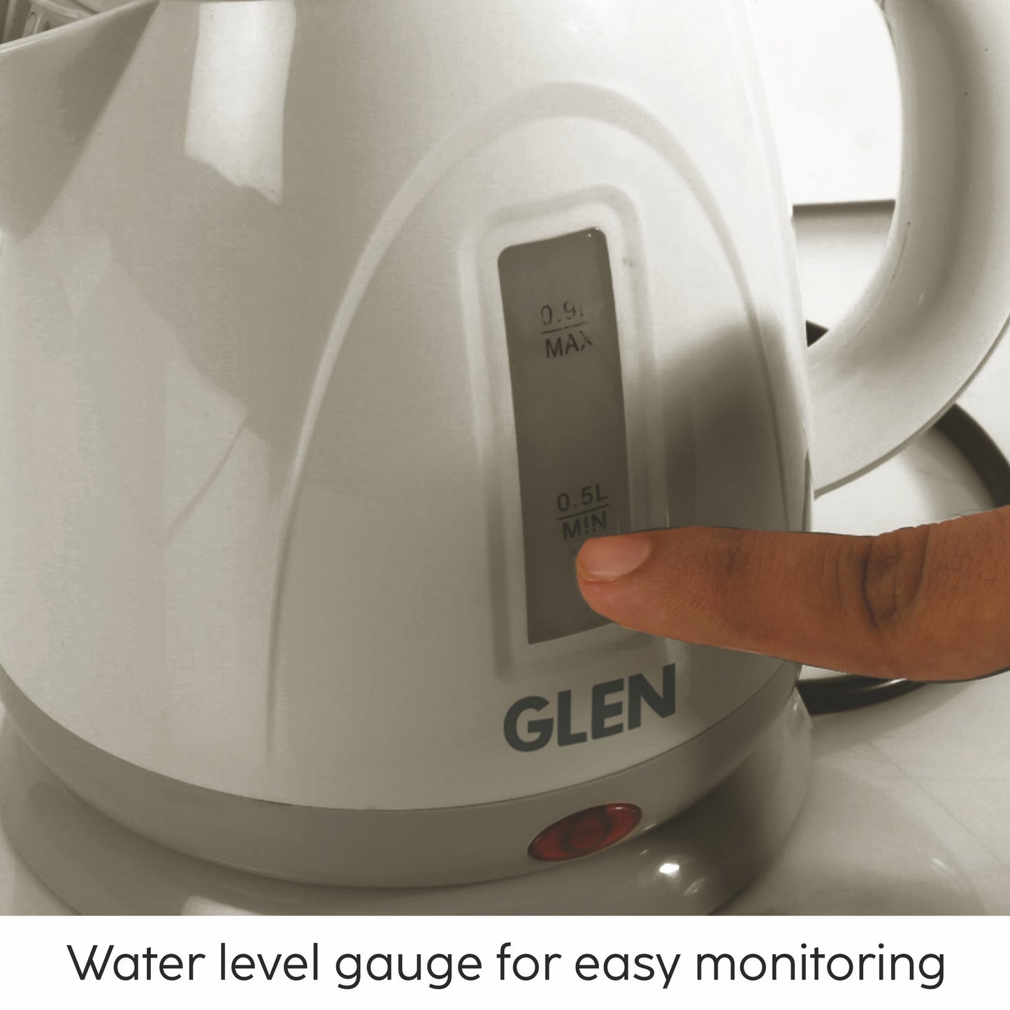 GLEN Premium Electric Kettle 0.9 Litre | 360° Rotating Base, Auto Shutoff & 1150W Quick Boil – Compact and Perfect for Modern Kitchens (SA-9001)