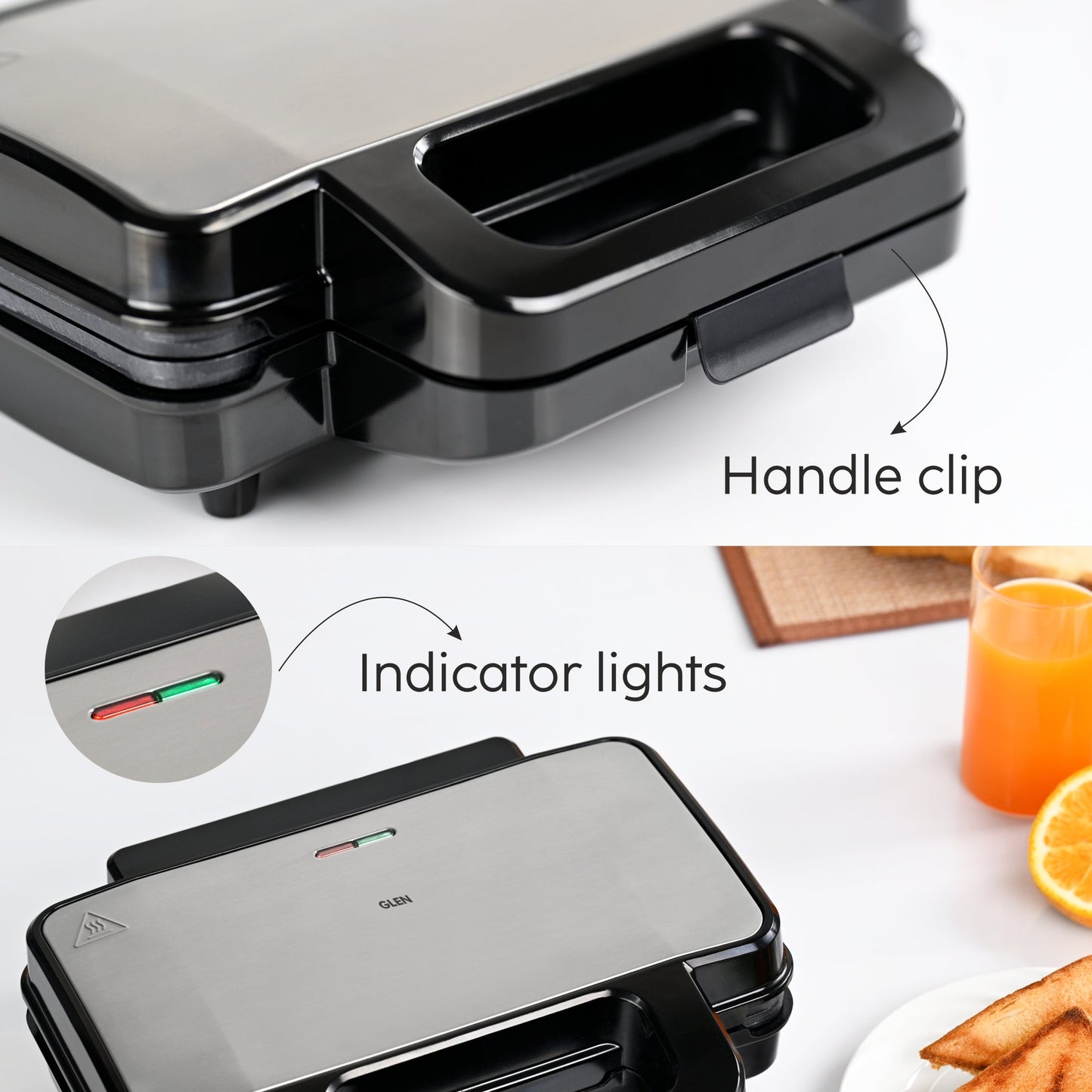 GLEN Electric Jumbo Sandwich Maker Grill with Non-Stick Coating Plates, 1000W - (SA3025JGRILL)