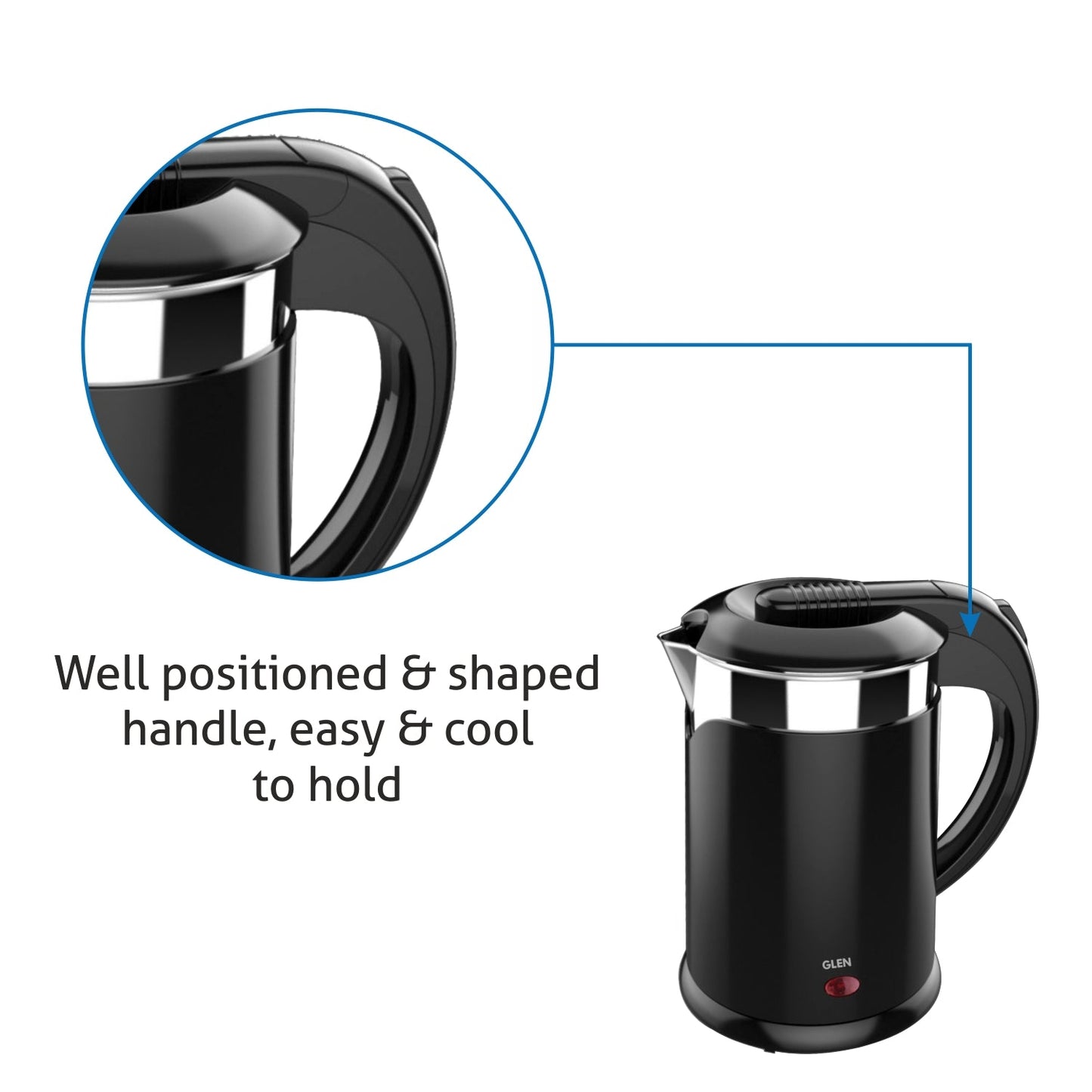 Electric Kettle Plastic Clad Stainless Steel with 360B0 Rotational Base 1.2 Litre 1350 W - Black (9015 DX)