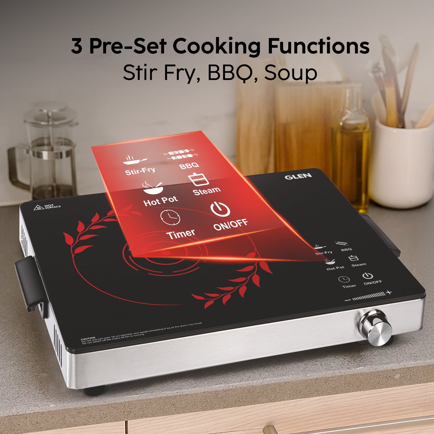 GLEN Infrared Cooking Stove with 4 Preset Cooking Functions 2200W - SA-3077IR