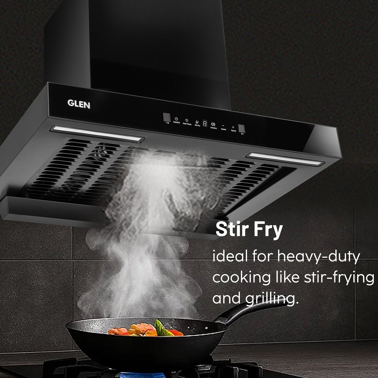 GLEN Auto Clean Filterless Slim Chimney with Inverter Technology, BLDC Motor 1400 m3/h - 60/76/90cm (CH6052SLBLDCB)