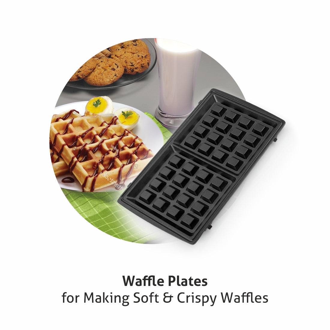 Electric Multi Snack Maker with 3 sets of Sandwich, Grill & Waffle Non-Stick Plates, 750w - Black (3022 MSM)