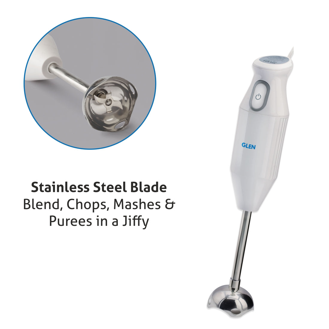Electric Hand Blender with Stainless Steel Arm 200W - White (4049)