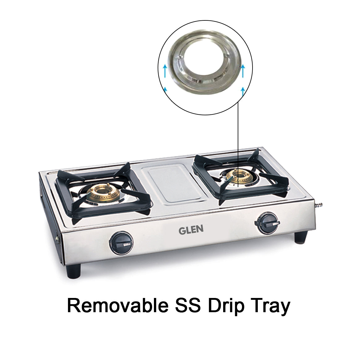 2 Burner Stainless Steel Gas Stove with Brass Burner (1021 SS BB)