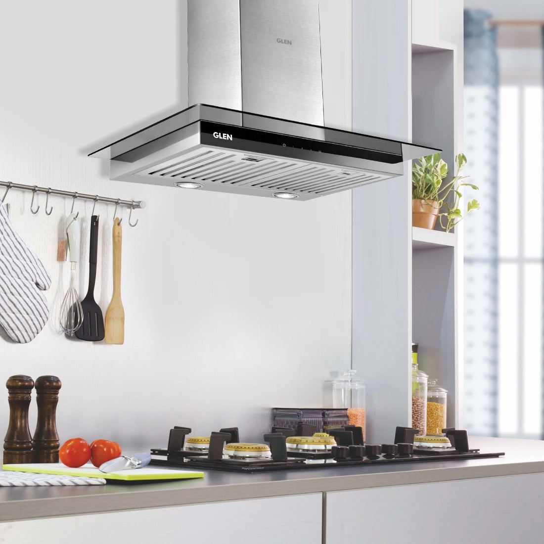 Designer Kitchen Chimney with Touch Sensor Baffle filters 60cm 1000 m3/h -Silver (6062 SX TS)