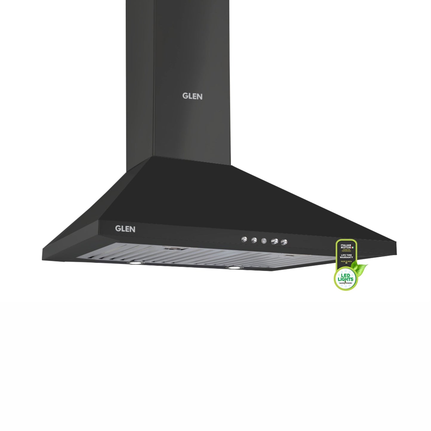 Electric Kitchen Chimney, Pyramid Shape Baffle filters 60cm 1250 m3/h - Black (6051 BL)