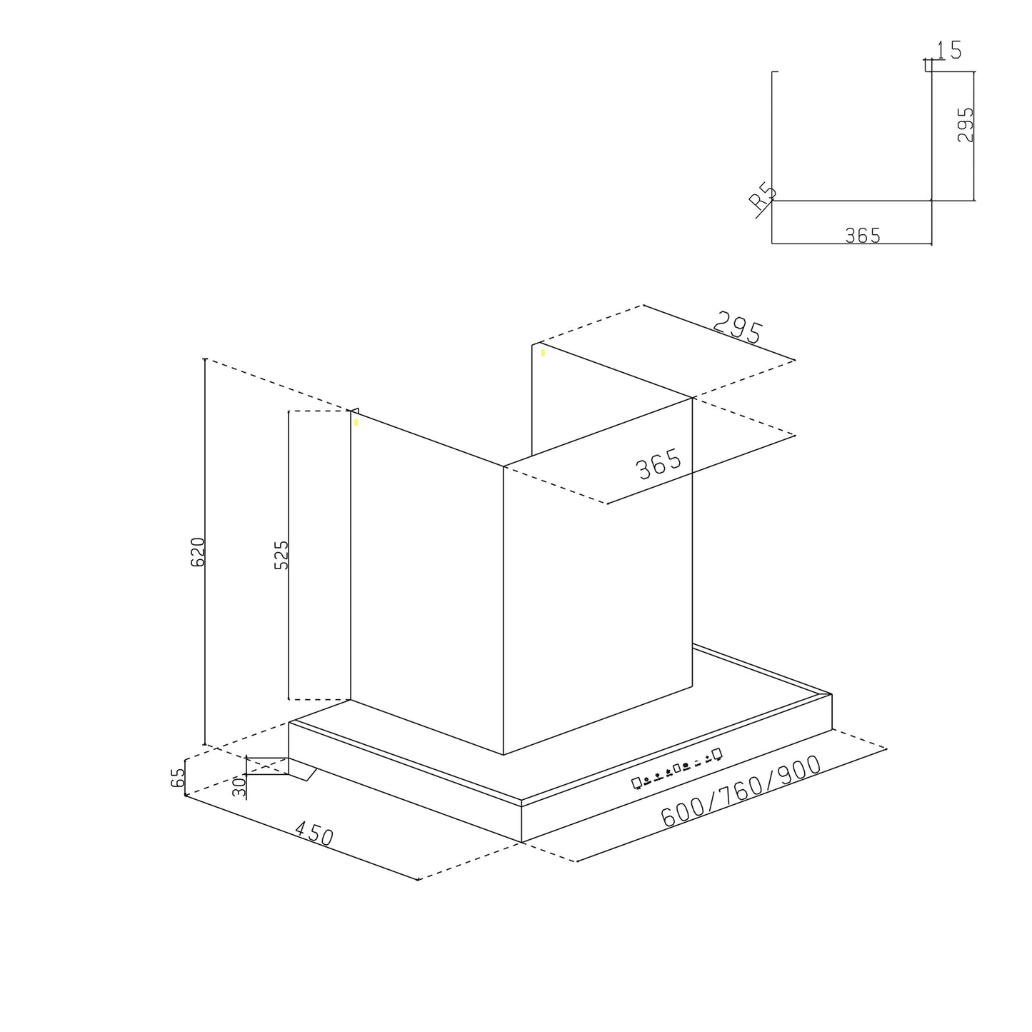 GLEN Auto Clean Filterless Slim Chimney with Inverter Technology, BLDC Motor 1400 m3/h - 60/76/90cm (CH6052SLBLDCB)