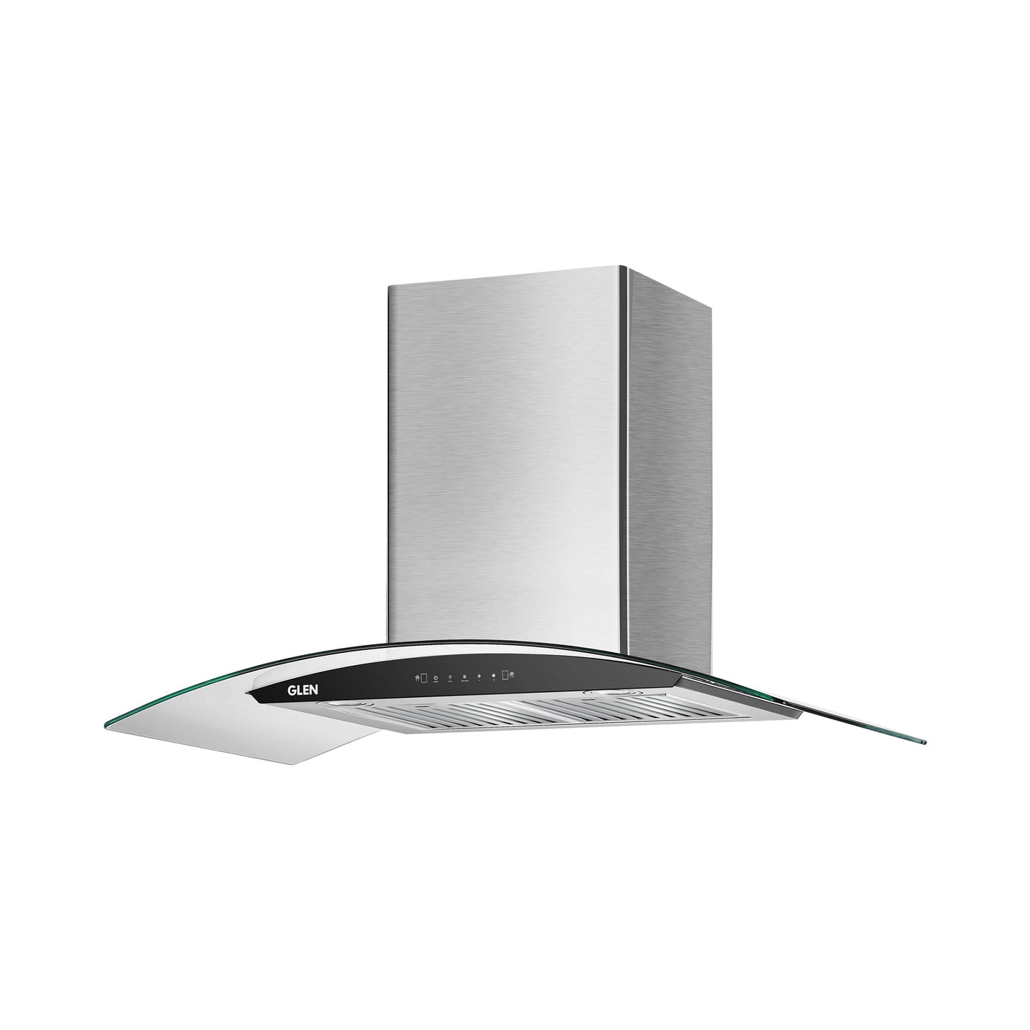 Auto Clean Chimney Curved Glass Baffle Filters with Motion Sensor 60/90cm 1200 mB3/h - Silver (6063 SS)