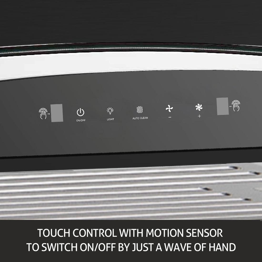 Auto Clean Chimney Curved Glass Baffle Filters with Motion Sensor 60/90cm 1200 mB3/h - Black (6063 BL)